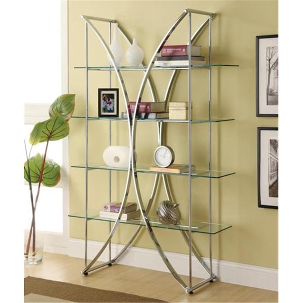 Coaster Coaster 910050 Bookcases X-Motif Chrome Finish Bookshelf with Floating Style Glass Shelves 910050 - main